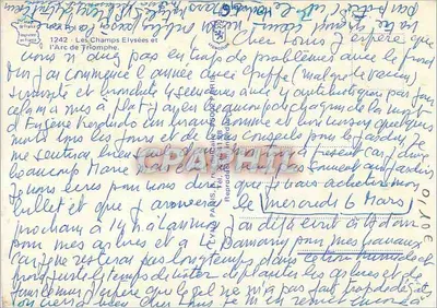 Paryż — Champs-Élysées i Arc de Triomphe — Stara pocztówka n°1242 — Rewers