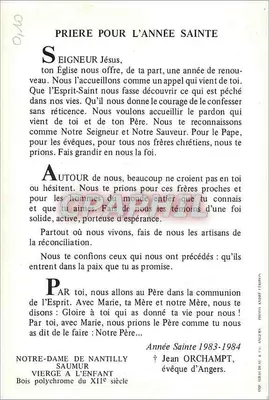 Notre-Dame de Nantilly — Matka Boża z Dziecięciem — wydawca: P. Giraud & Co. Angers — Rewers