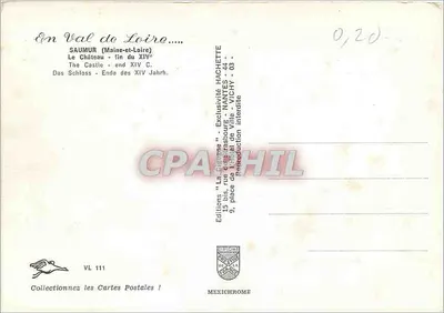 Castelo de Saumur — fim do século XIV — Edições 'La Cigogne', VL 111 — Verso