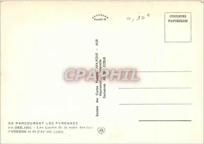 Os Lagos da estrada de Oredon e de Cai de Long — Sociedade das Cartas Postais APA-POUK - ALBI — Verso
