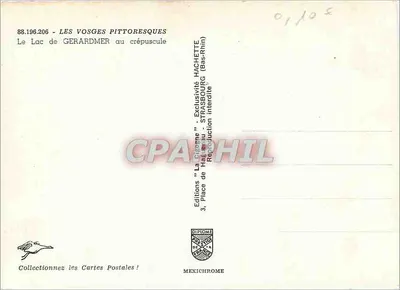 Lago de Gérardmer — ao entardecer — Edições La Crème, série 88.196.206 — Verso