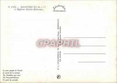 Saintes — Igreja de São Eutrópio — Editor Elcée, n° 4994 — Verso