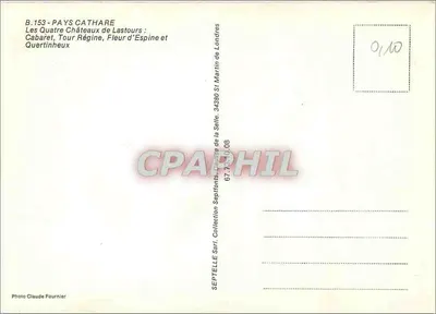 Os Quatro Castelos de Lastours — Cabaret, Torre Régine, Flor de Espina e Quertinheux — Coleção Septelle S.A.R.L. — Verso
