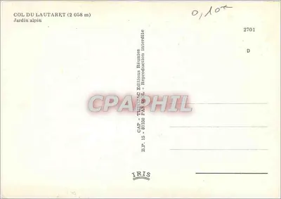 Col du Lautaret (2 058 m) — Ogród alpiski — Éditions IRIS — Rewers