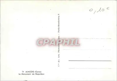 Ajaccio — Monument de Napoléon — Cie des Arts Photomécaniques, Paris-Strasbourg — Verso
