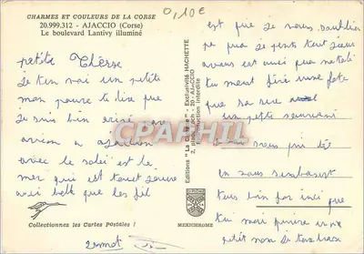 Ajaccio — O Boulevard Lantivy iluminado — Edições Hachette — Verso