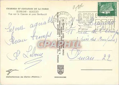 Widok na Casone i park Berthauld — Ajaccio — Wydawnictwo 'La Corse' nr 20.999.248 — Rewers