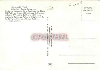 Albi — Bazylika Świętej Cecylii i Zamek arcybiskupi — Towarzystwo Kartek Pocztowych APA-POUX — Rewers