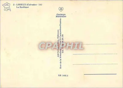 Bazylika – Lisieux (Calvados) — wydawca ARTAUD Frères, nr serii XR 108/1 — Rewers