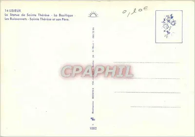 Lisieux — Estatua de Santa Teresita, Basílica, Les Buissonnets — Sointex — Reverso