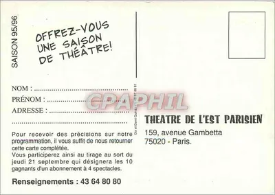 Teatr Est Paryski — Sezon 95-96 — Spektakle na abonament — Rewers