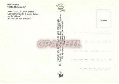 Côte d'Emeraude — Pôr do sol com maré alta no Sillon — Éditions Emge — Verso