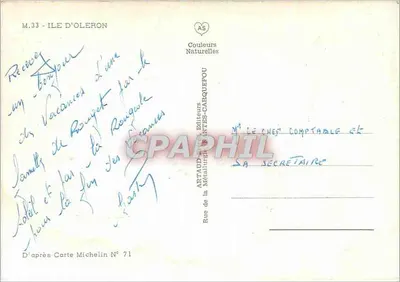 Wyspa Oléron — Karta turystyczna z fotografią miejsc zainteresowania — Wydawca Artaud & Cie, nr M.33 — Rewers