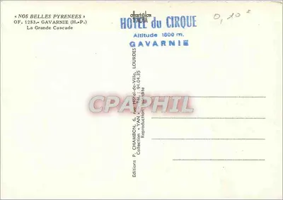 A Grande Cachoeira — Gavarnie — Edições Hôtel du Cirque — Verso