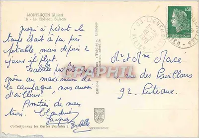 Castelo Saint-Jean — Montluçon (Allier) — Edições 'Théodic' Limoges — Verso