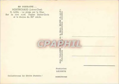 Montrichard — praia no rio Cher e donjon do século XII — Édit. Valoire — Verso