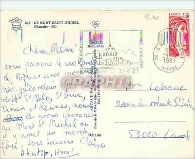 Mont Saint-Michel — widok z lotu — Artaud Frères, nr 209 — Rewers