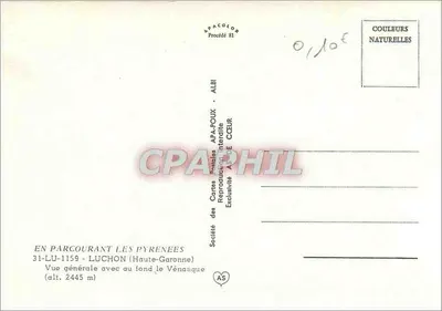 Luchon — vista generale con il Vénasque in fondo — Société des Cartes Postales APA-POUX — Verso