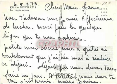 Vaporiarium w Luchon — widok ogrodu z fontanną i budynkami — Éditions d'Art Tucault — Rewers