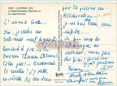 O estabelecimento termal e o vaporário — Luchon (31) — Edições d'Art Larrey — Verso