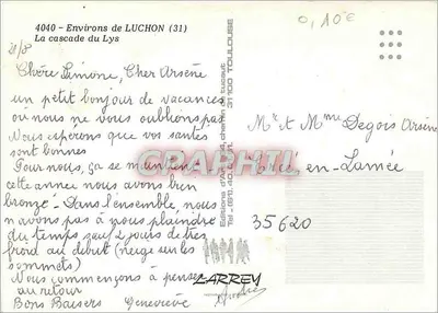 Cascades do Lys — Editora: Éditions d'Art Toulouse, n° 35620 — Verso