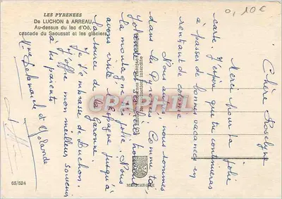 Pyrénées — Z Luchon do Arreau, wodospad Saoussat i lodowce — wydawca IRIS — Rewers