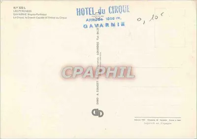 Gavarnie — Widok na Cirque, Grande Cascade i Hôtel du Cirque — Wydawnictwo FISA — Rewers