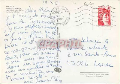 Gavarnie — O Gave e o Cirque — Éditions FISA, n° 752 E — Verso