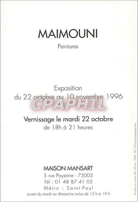 Wystawa Maimouni — Obrazy — Dom Mansart, Paryż — Rewers