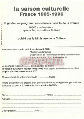 Stagione culturale 1995-1996 — Ministero della Cultura — 10 000 manifestazioni — Verso