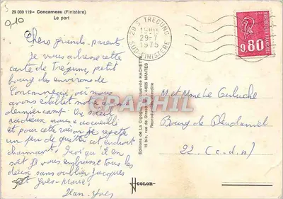 Il porto di Trégunc — Concarneau (Finistère) — La Cigogne — Verso
