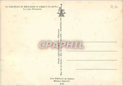Castelo de Bienassis em Erquy — A cour d'honneur — Editores Pierre Artaud & Cie, Nantes — Verso