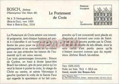 O Carregamento da Cruz — Jérôme Bosch — Editor: Editio-Service S.A., Genebra, n° D2 441-03-01 — Verso