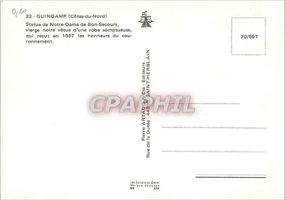 Statua Najświętszej Maryi Panny Bożego Zdrowia — Guingamp (Côtes-du-Nord) — Pierre Artau & Cie - Wydawcy — Rewers