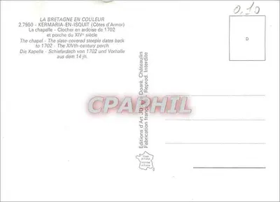 Kermaria-en-Isquit — Capilla y portal del siglo XIV — Ediciones d'Arte Jo Daaré, n° 2.7950 — Reverso