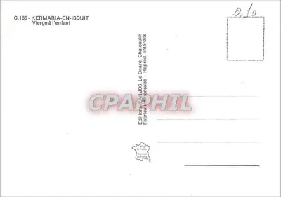 Virgem com o Menino — estátua de madeira policromada — Éditions Le Doaré, Châteaulin — Verso