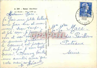 Donon (Bas-Rhin) — O Museu — Edição Lucien Kohler, série A 309 — Verso
