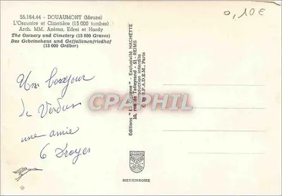 Douaumont — Ossario y Cementerio (15 000 tumbas) — Ediciones "La France" — Reverso