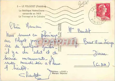 Le Folgoët (Finistère) — A Basílica Nossa Senhora consagrada em 1419, o Transepto e o Calvário — Éditions Gaby — Verso