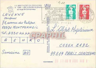 Les Iles Glenan — vue aérienne — Éditions Iris, Châteaubriant — Verso