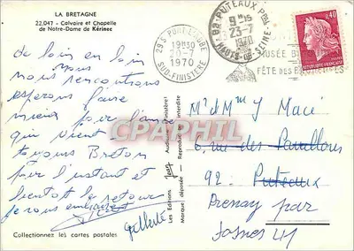 Capela de Nossa Senhora de Kérinec — A Bretanha — Éditions Jean — Verso