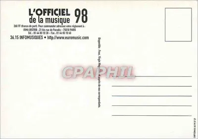 L'OFFICIEL de la musique 98 — 11. wydanie — IRMA ÉDITIONS — Rewers