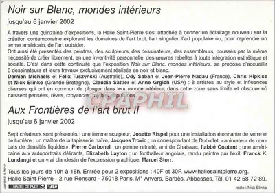 Noir sur Blanc, mundos interiores — exposição na Halle Saint-Pierre, Paris — 10 setembro - 6 janeiro 2002 — Verso