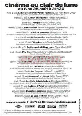 Cinema sob a luz da lua — Festival de cinema ao ar livre em Paris — Forum des Images e Mairie de Paris — Verso
