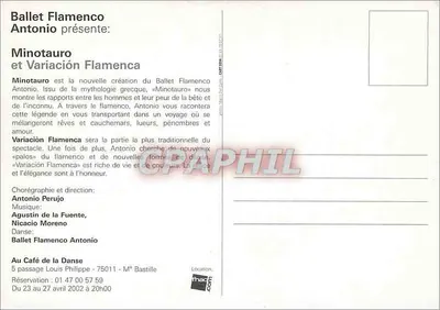 Minotauro i Wariacja Flamencza — Balet Flamenco Antonio — Café de la Dansa, Paryż — Rewers