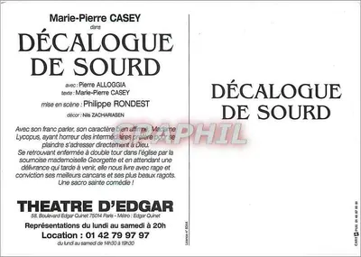 Teatr Edgar — Décalogue de Sourd — Marie-Pierre Casey — Rewers