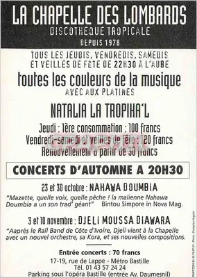 La Chapelle des Lombards — Discothèque tropicale — wydawca nieznany, numer serii nieodczytalny — Rewers