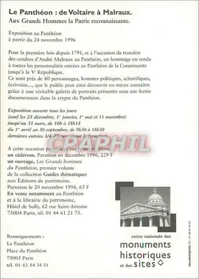 O Panteão: de Voltaire a Malraux — exposição e obra — caisse nationale des monuments historiques et des sites — Verso