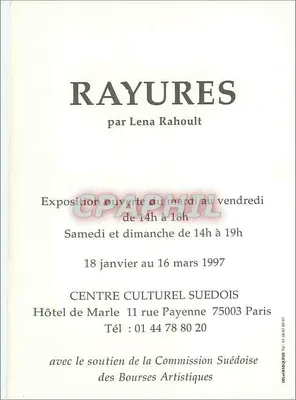 Rayas — exposición de Lena Rahoult — Centro Cultural Sueco, París — Reverso