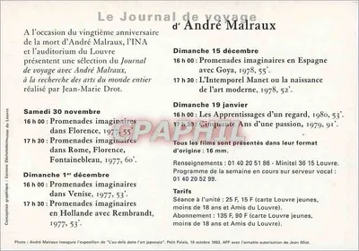 El viaje de André Malraux — INA, Auditorio del Louvre, noviembre 1996 - enero 1997 — Reverso